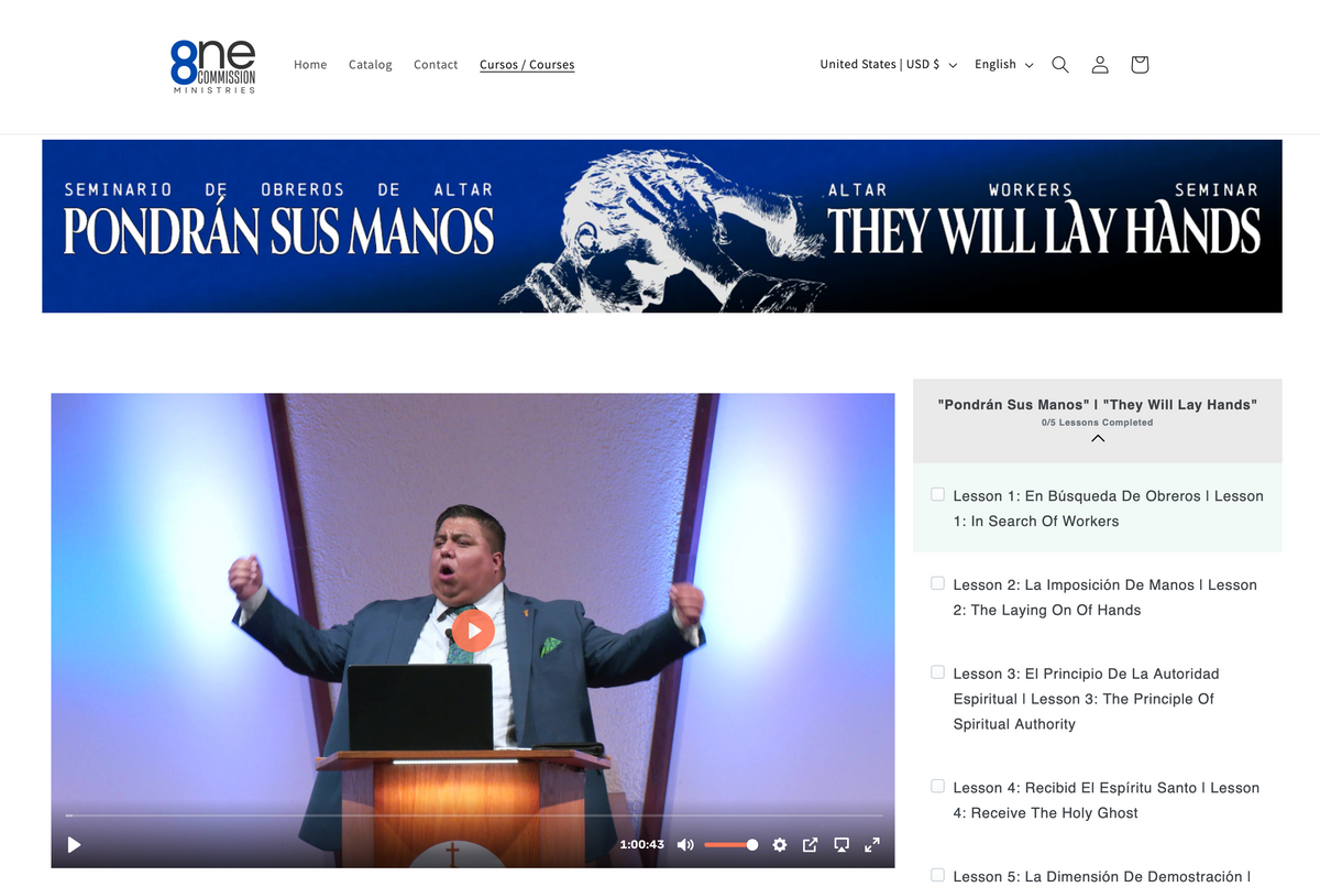 CURSO EN VIDEO: "Pondrán Sus Manos" Seminario para Obreros de Altar | VIDEO COURSE:  "They Will Lay Hands" Altar Worker Seminar
